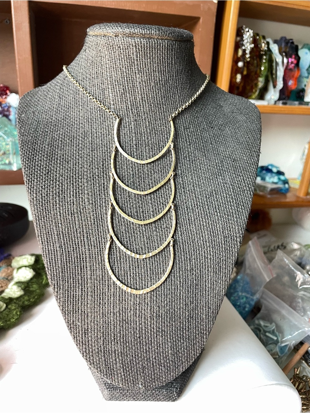 Lucky Brand Gold Layered Crescent Pendant Necklace
